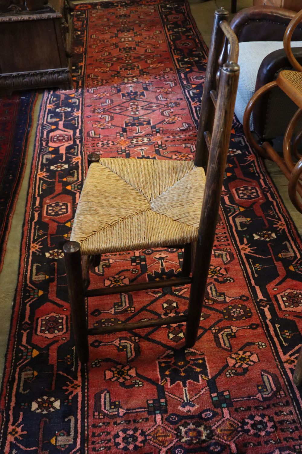 A set of six 19th century provincial ash rush seat dining chairs